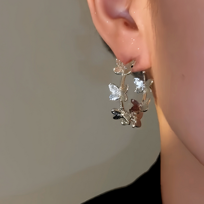 14K Gold-Plated Elegant Butterfly Hoop Earrings