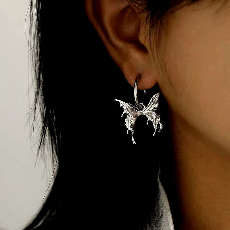 14K Gold-Plated Elegant Butterfly Pendant Earrings