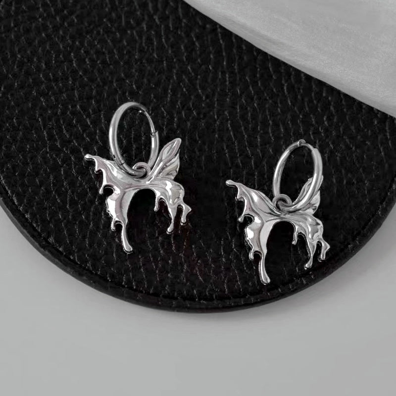 14K Gold-Plated Elegant Butterfly Pendant Earrings