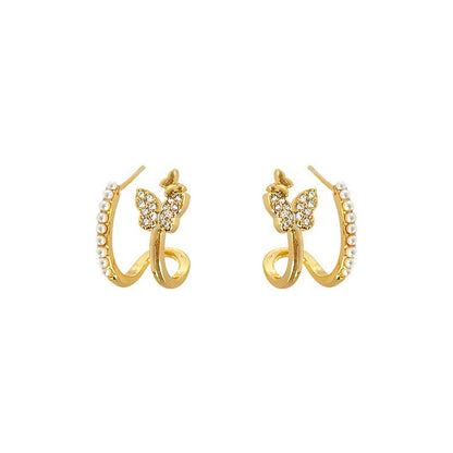 14K Gold-Plated Elegant Butterfly Stud Earrings