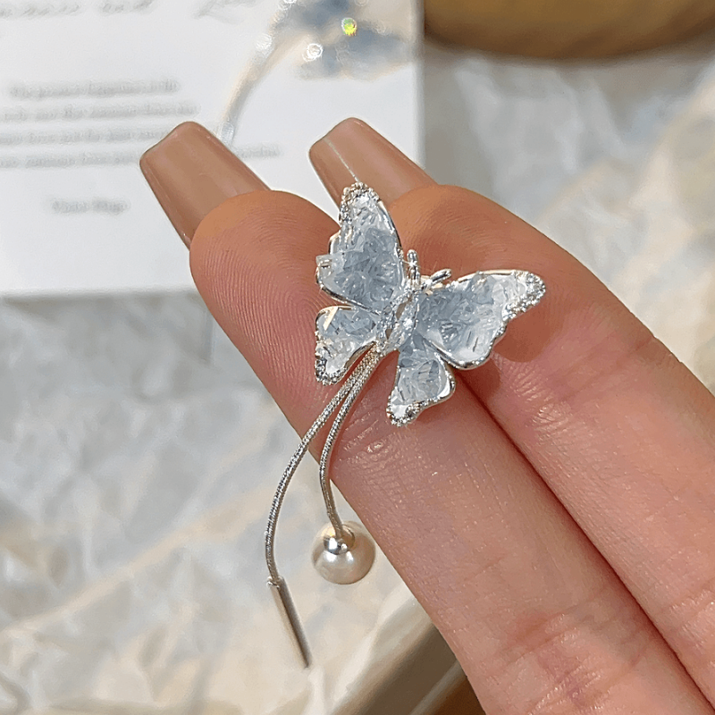 14K Gold-Plated Elegant Butterfly Tassel Earrings