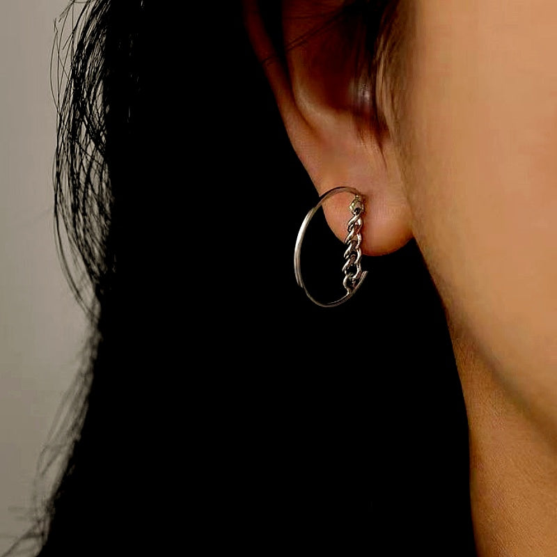 14K Gold-Plated Elegant C-Shaped Semicircular Chain Earrings