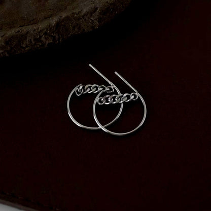 14K Gold-Plated Elegant C-Shaped Semicircular Chain Earrings