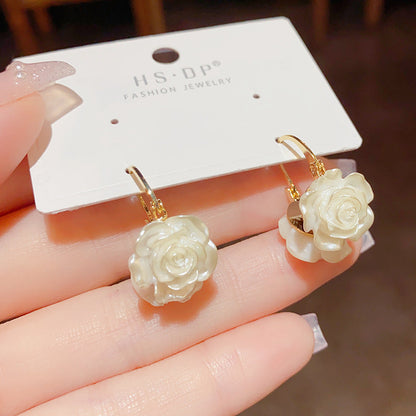 14K Gold-Plated Elegant Camellia Basket Earrings