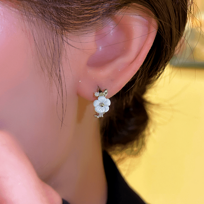 14K Gold-Plated Elegant Camellia Hoop Earrings