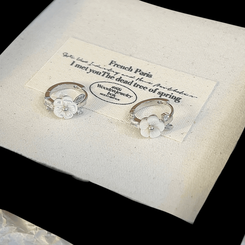 14K Gold-Plated Elegant Camellia Hoop Earrings