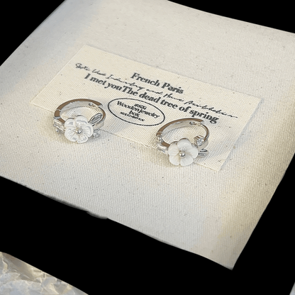 14K Gold-Plated Elegant Camellia Hoop Earrings