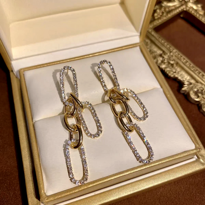 14K Gold-Plated Elegant Chain Tassel Earrings