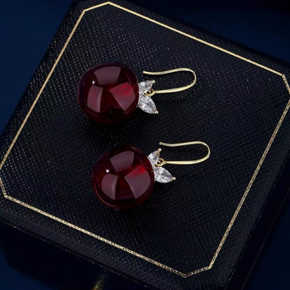 14K Gold-Plated Elegant Cherry Ear Hook Earrings