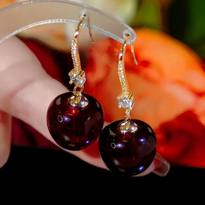 14K Gold-Plated Elegant Cherry 🍒 Ear Hook Earrings