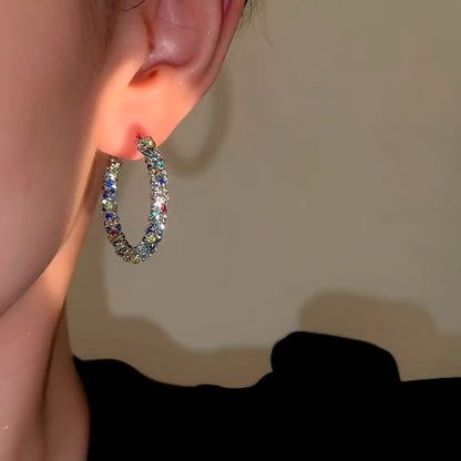 14K Gold-Plated Elegant Colorful Hoop Earrings