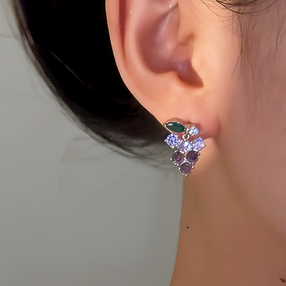 14K Gold-Plated Elegant Crystal Grape Earrings