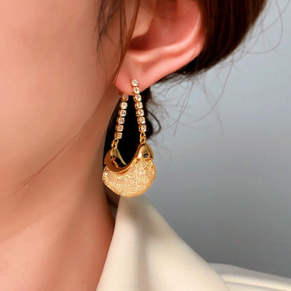 14K Gold-Plated Elegant Crystal Mesh Earrings