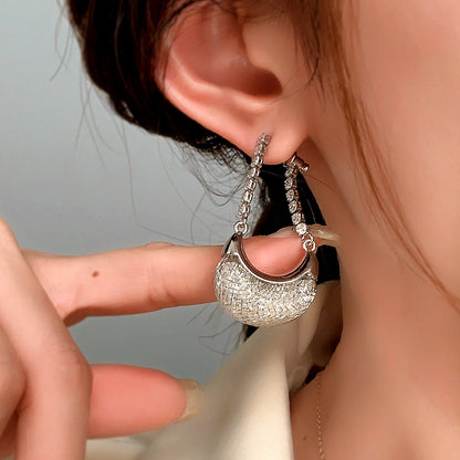 14K Gold-Plated Elegant Crystal Mesh Earrings
