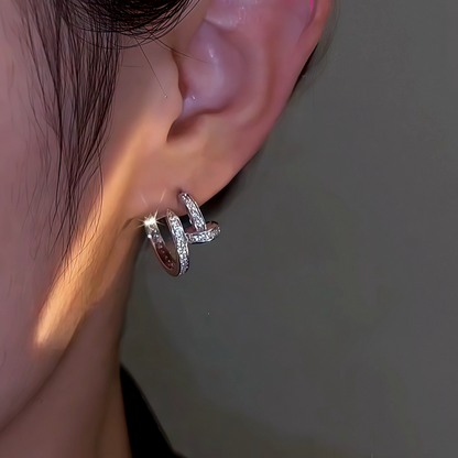 14K Gold-Plated Elegant Diamond C-Ring Earrings