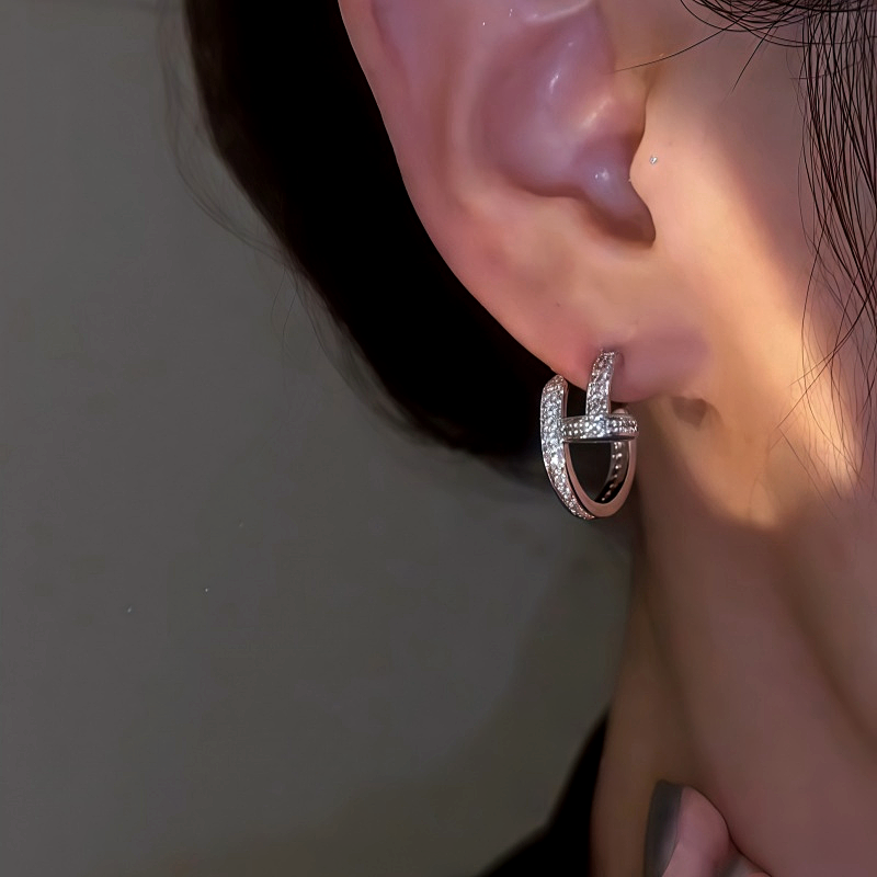 14K Gold-Plated Elegant Diamond C-Ring Earrings