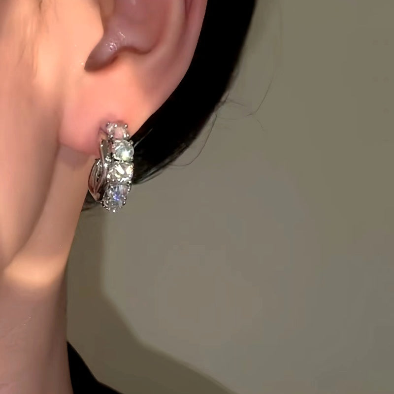 14K Gold-Plated Elegant Diamond Hoop Earrings