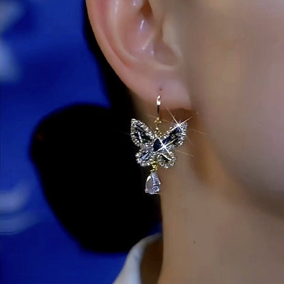 14K Gold-Plated Elegant Diamond Zircon Butterfly Earrings