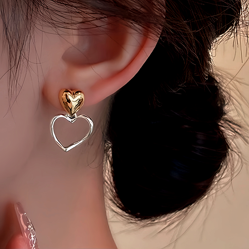 14K Gold-Plated Elegant Double-Heart Earrings