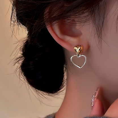 14K Gold-Plated Elegant Double-Heart Earrings