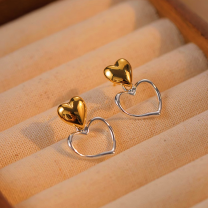 14K Gold-Plated Elegant Double-Heart Earrings