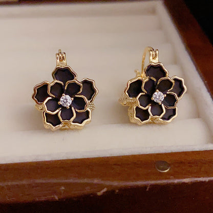 14K Gold-Plated Elegant Double-Sided Camellia Earrings