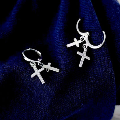 14K Gold-Plated Elegant Double Cross Earrings
