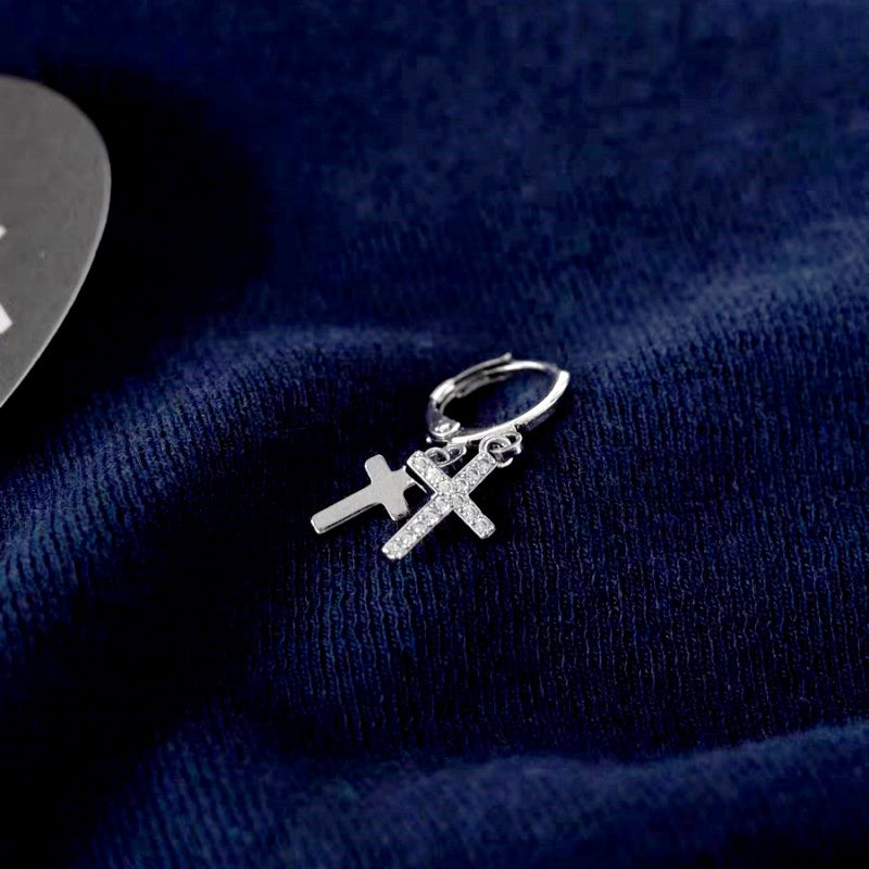 14K Gold-Plated Elegant Double Cross Earrings