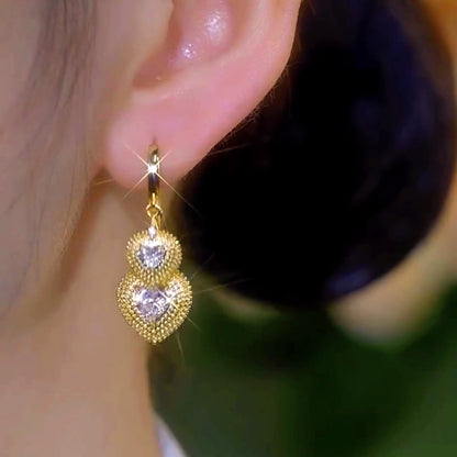 14K Gold-Plated Elegant  Durian Heart Earrings