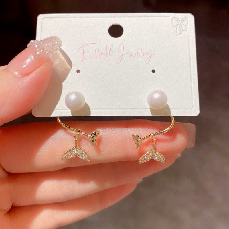 14K Gold-Plated Elegant Fishtail Pearl Earrings