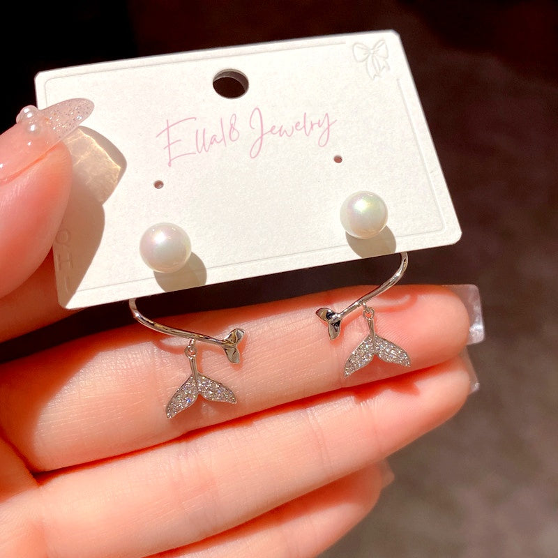14K Gold-Plated Elegant Fishtail Pearl Earrings
