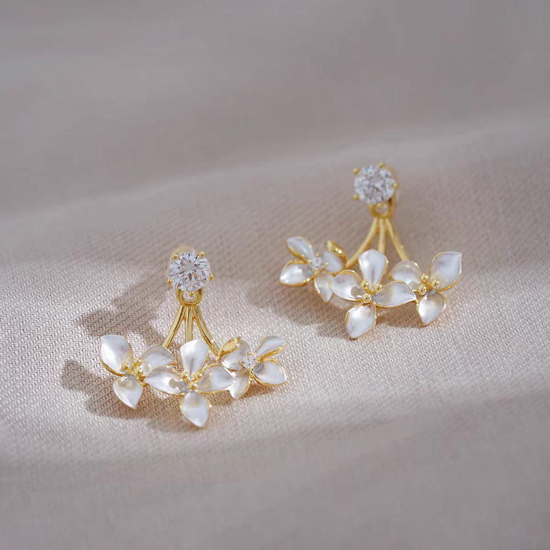 14K Gold-Plated Elegant Flower Earrings