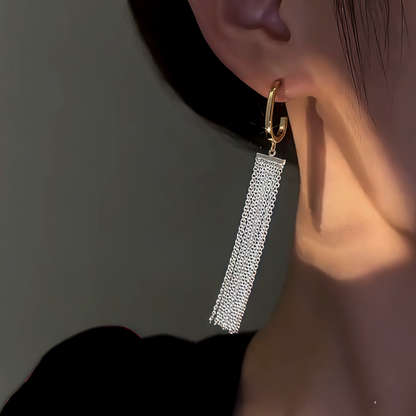 14K Gold-Plated Elegant G-Shaped Tassel Earrings