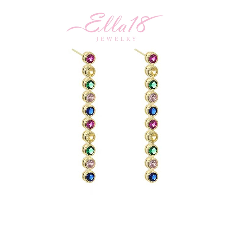 14K Gold-Plated Elegant Gemstone Tassel Earrings