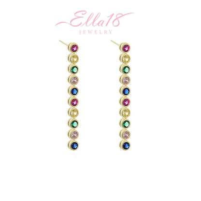 14K Gold-Plated Elegant Gemstone Tassel Earrings