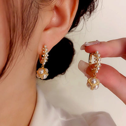 14K Gold-Plated Elegant Gentle Pearl Ball Earrings