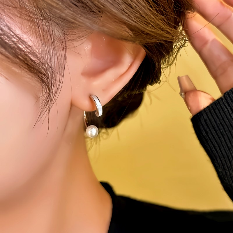14K Gold-Plated Elegant Half-Circle Bead Earrings