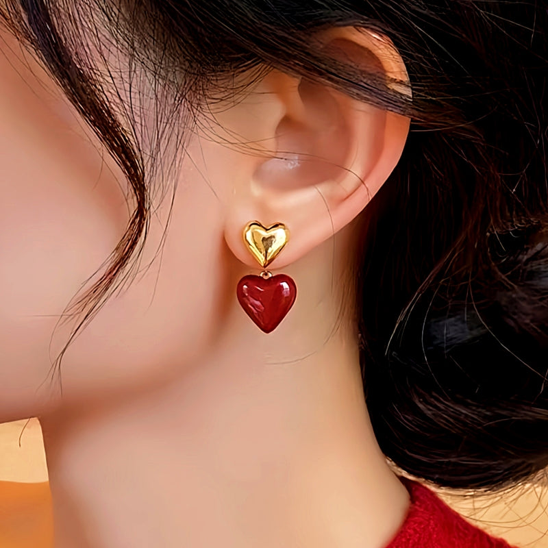 14K Gold-Plated Elegant Heart-Design Earrings