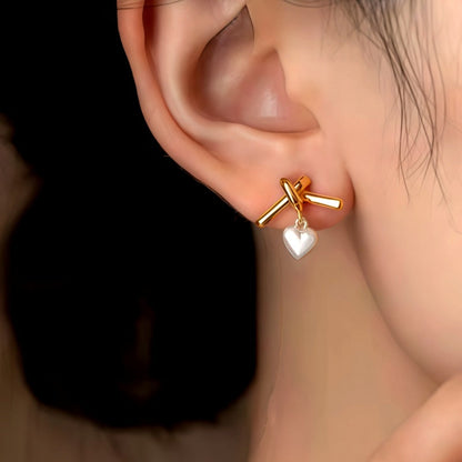 14K Gold-Plated Elegant Heart-Design Earrings
