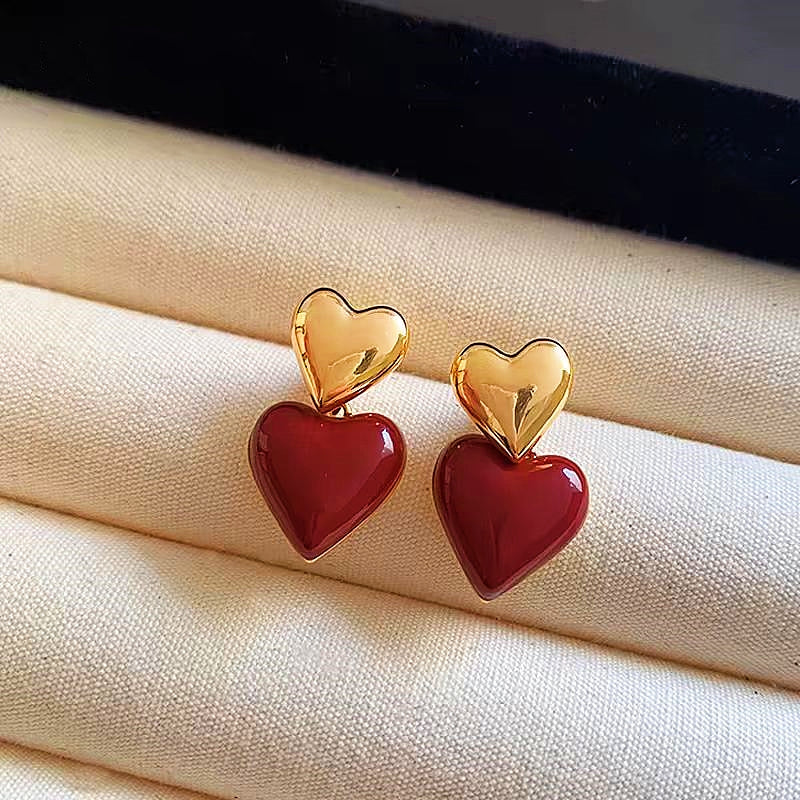 14K Gold-Plated Elegant Heart-Design Earrings