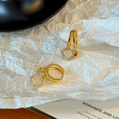 14K Gold-Plated Elegant Heart-Design Earrings