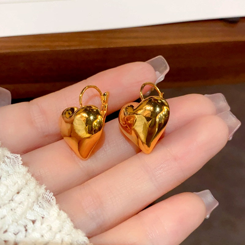 14K Gold-Plated Elegant Heart-Design Earrings