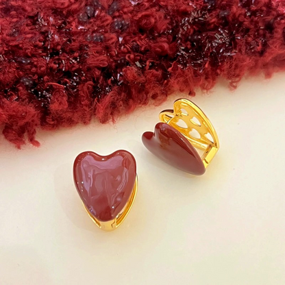 14K Gold-Plated Elegant Heart- Design Earrings