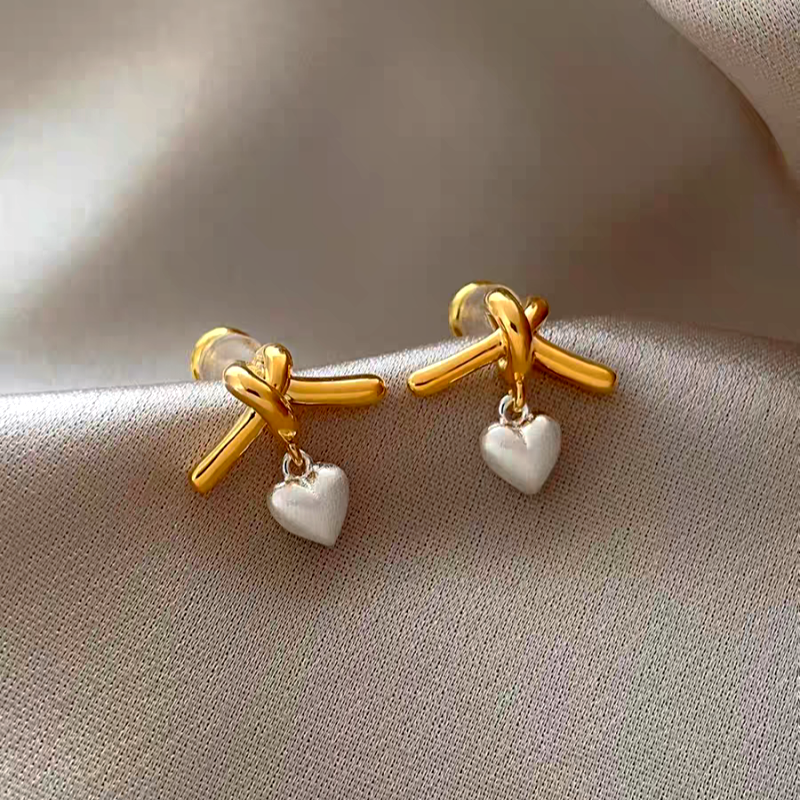 14K Gold-Plated Elegant Heart-Design Earrings