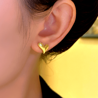 14K Gold-Plated Elegant Heart-Design Pearl Earrings