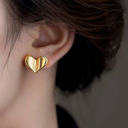 14K Gold-Plated Elegant Heart-Design Studs