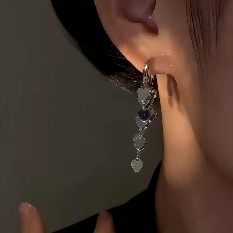 14K Gold-Plated Elegant Heart Tassel Earrings