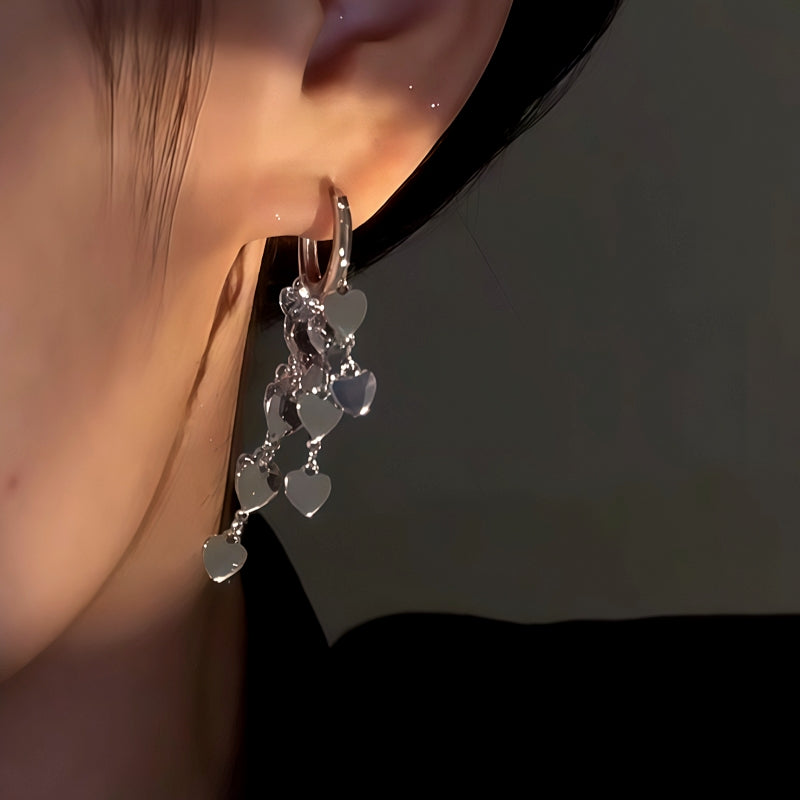 14K Gold-Plated Elegant Heart Tassel Earrings