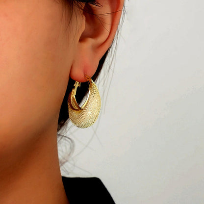 14K Gold-Plated Elegant Hollow Mesh Crystal Earrings