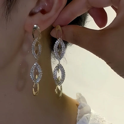 14K Gold-Plated Elegant Interlocking Diamond Earrings